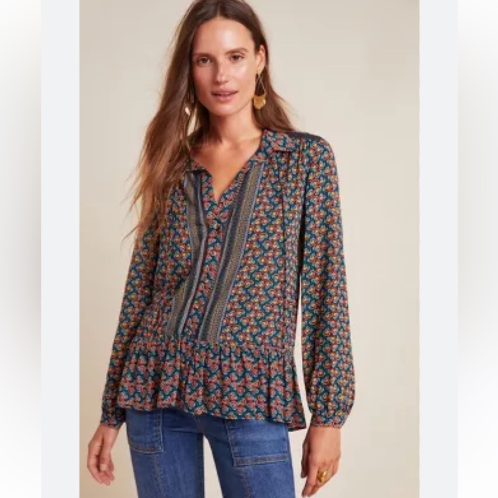 Anthropologie Maeve Janie Flounced Peasant Blouse